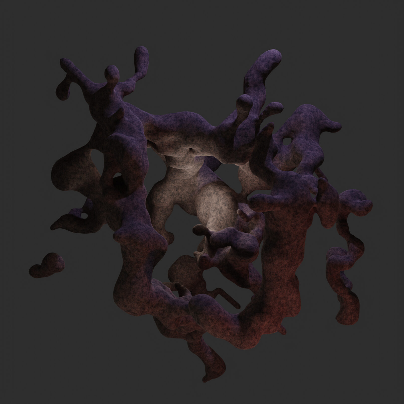 3D blob with hairy texture and splashy look with dark background