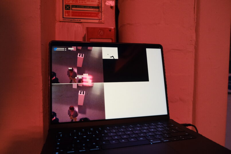 screen shows how the sound installation was triggered by the audience