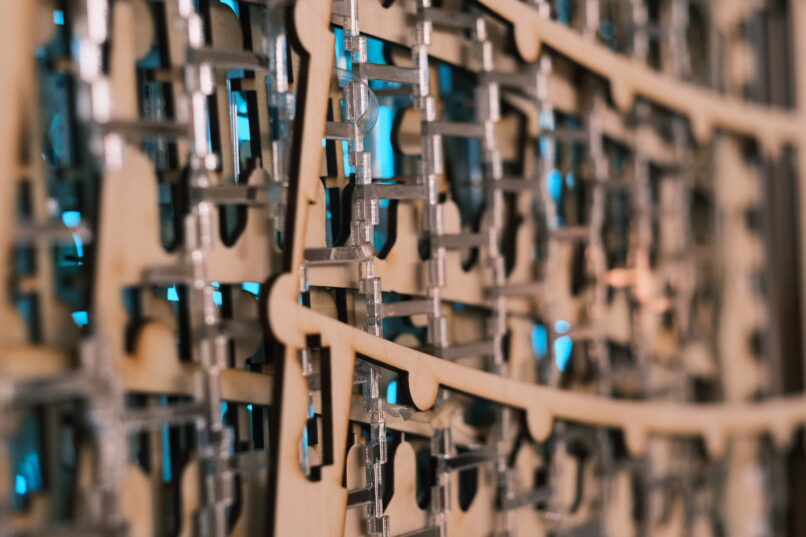 detail of the work of "with Lasers"